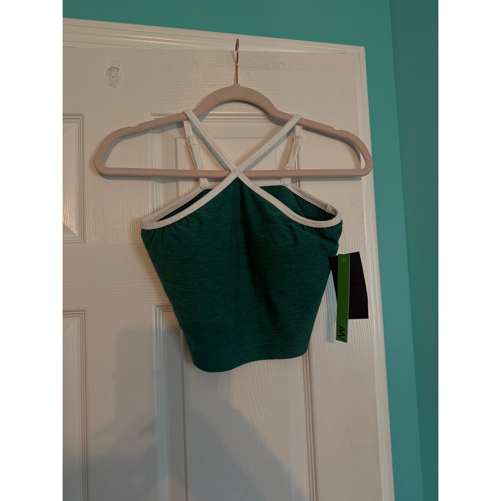 Athletic Works ButterCore Compression Tank Top Green White Cross Back Small 4-6